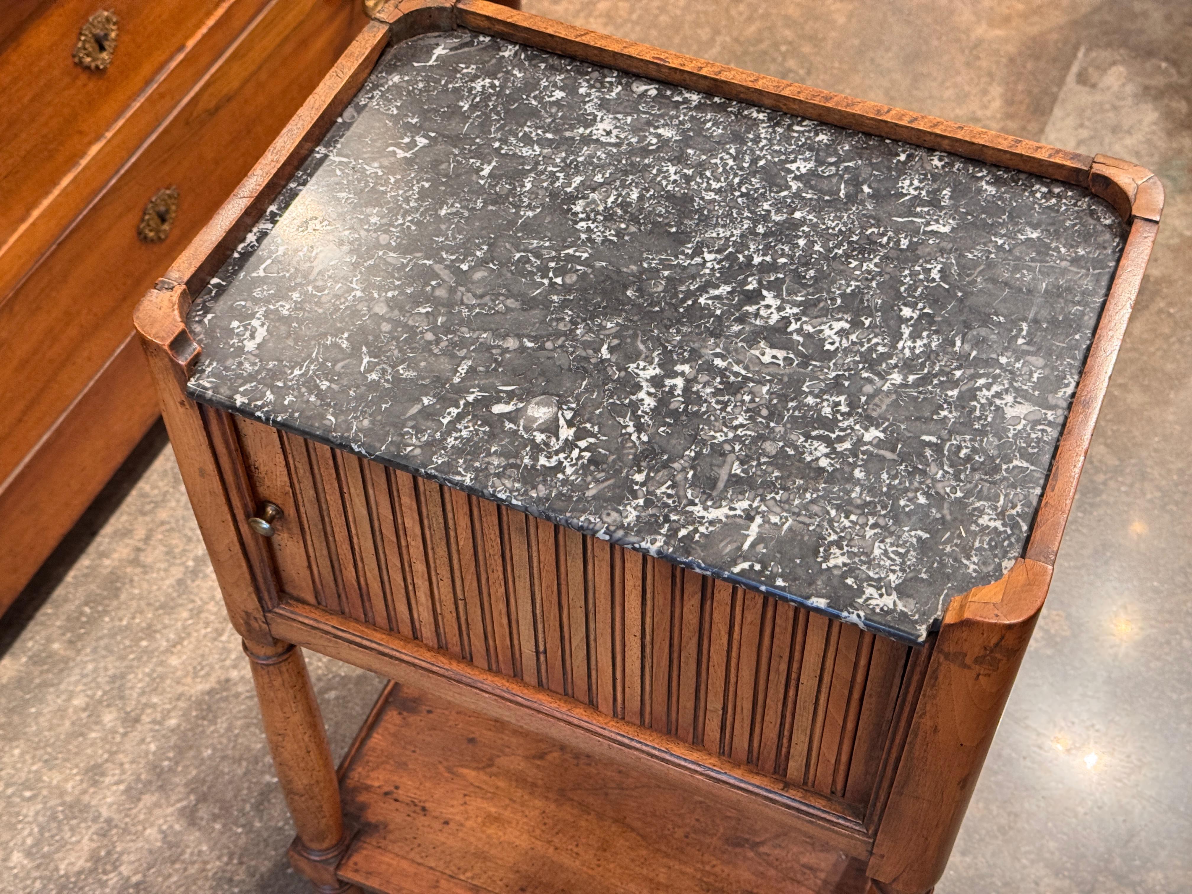 19th Century French Walnut Side Table With Marble Top For Sale 4