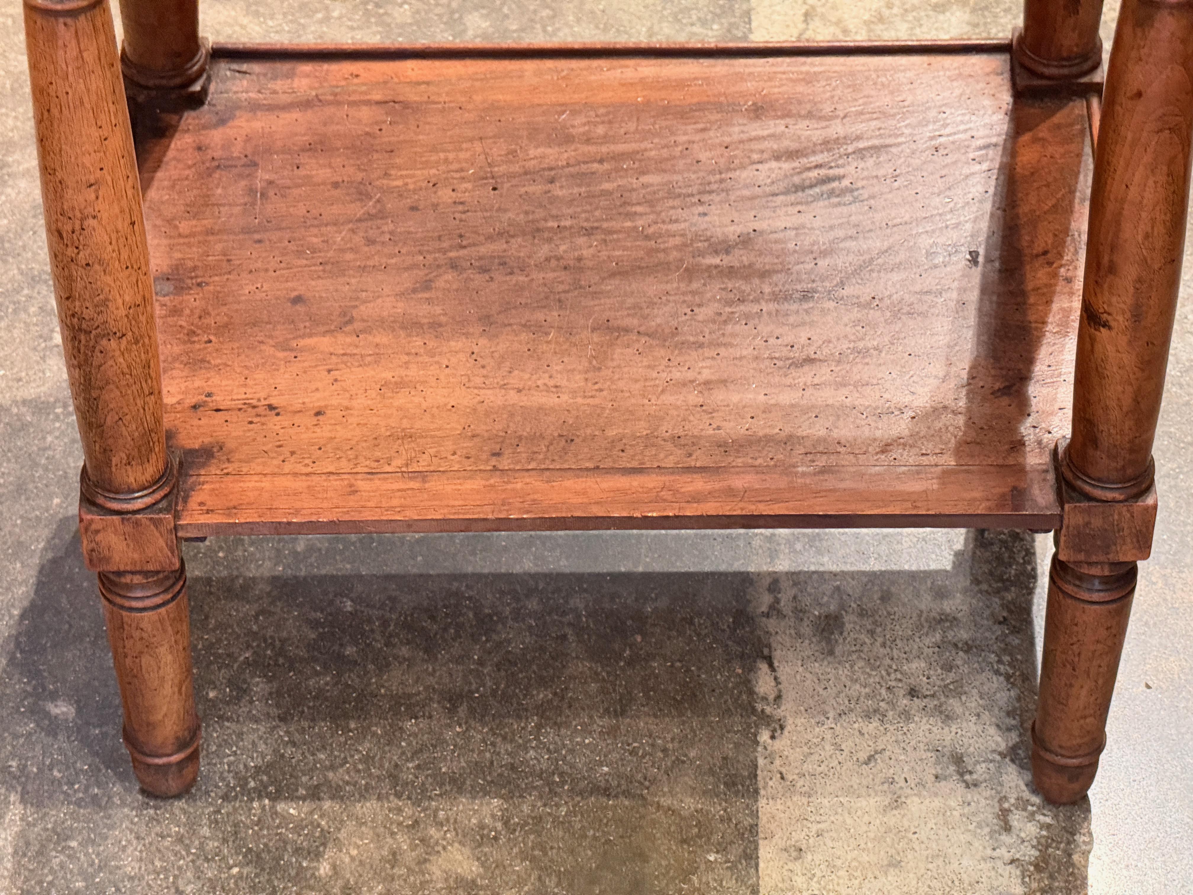19th Century French Walnut Side Table With Marble Top For Sale 3