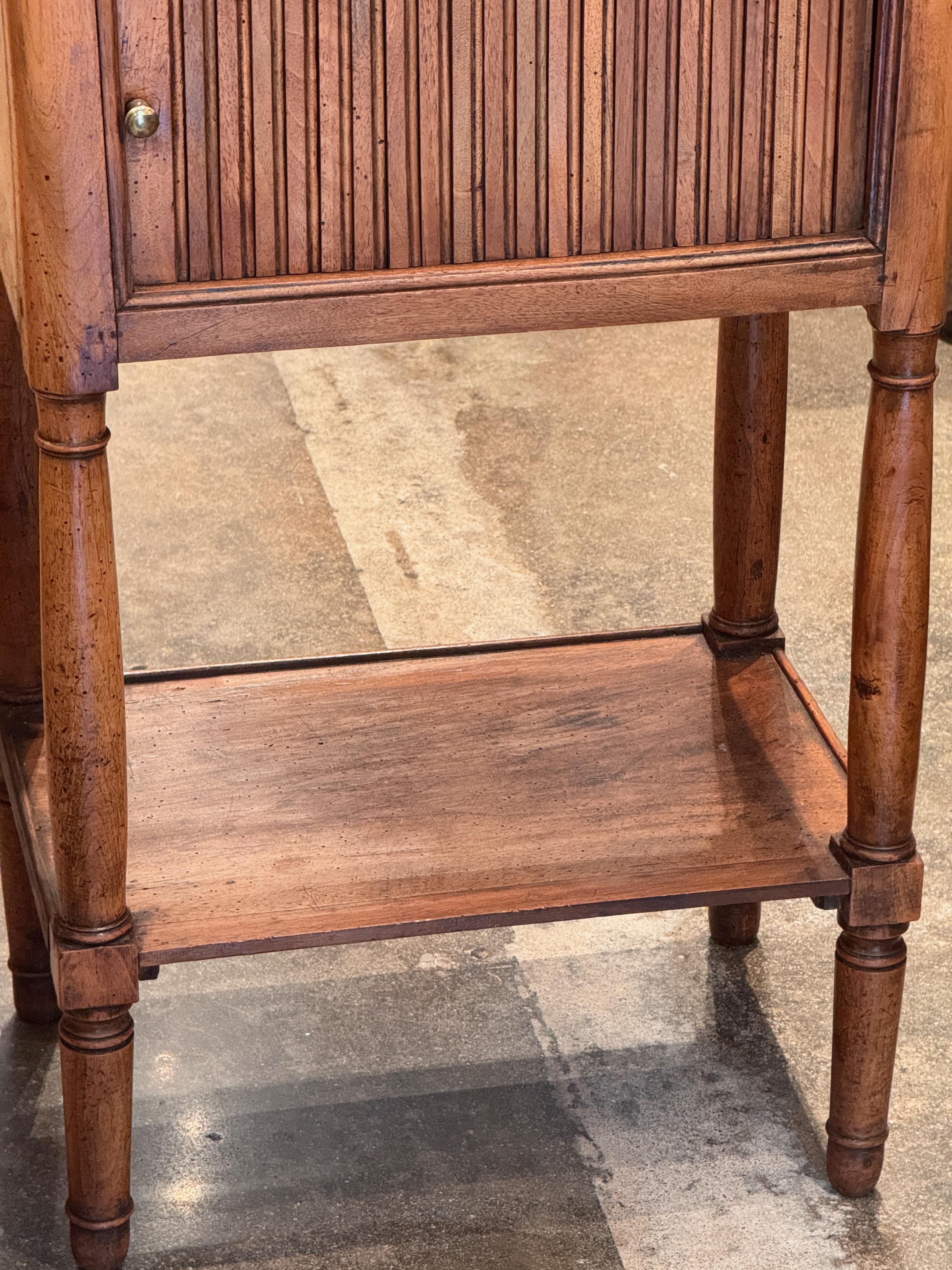 19th Century French Walnut Side Table With Marble Top For Sale 1