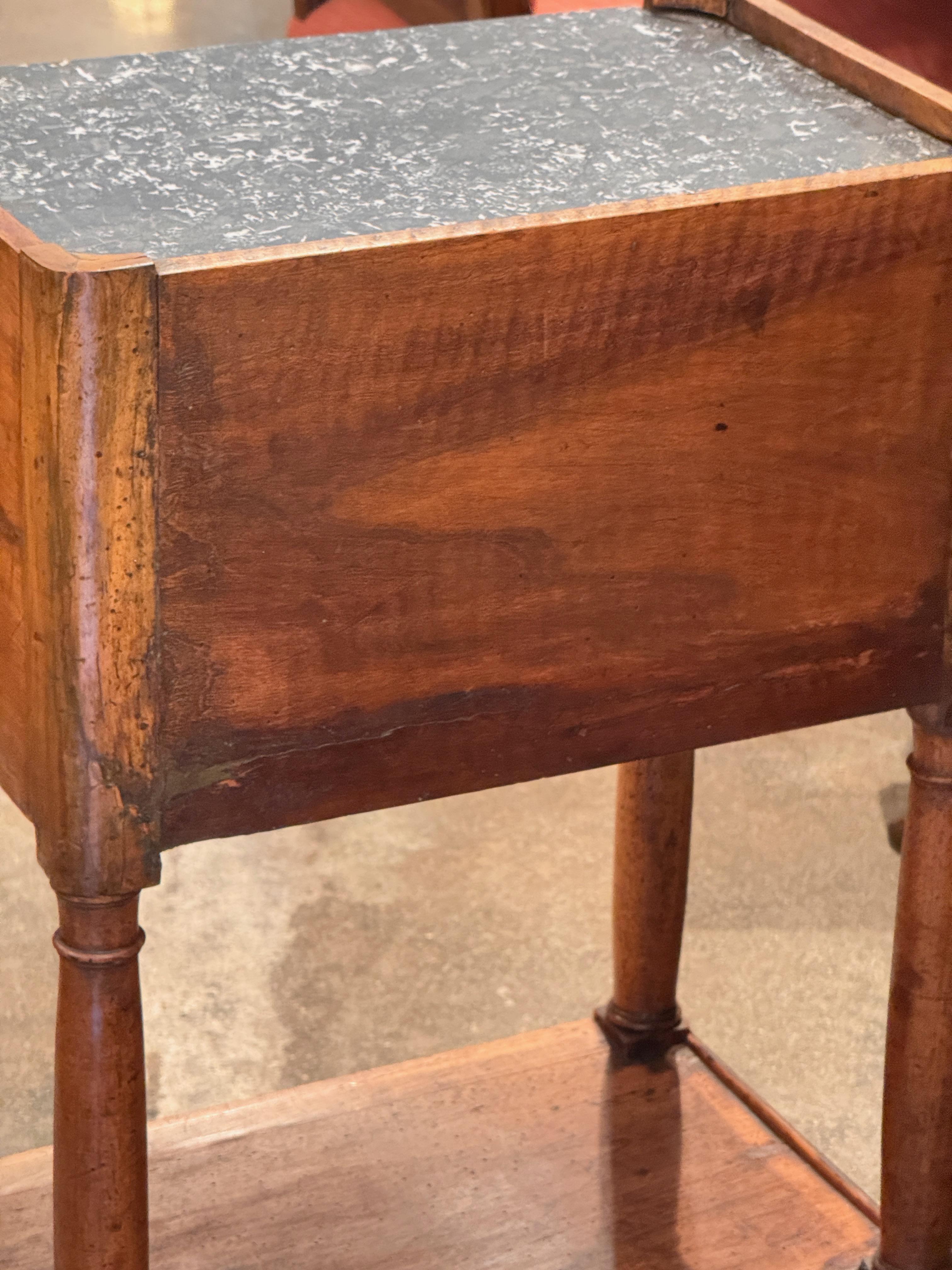 19th Century French Walnut Side Table With Marble Top For Sale 8