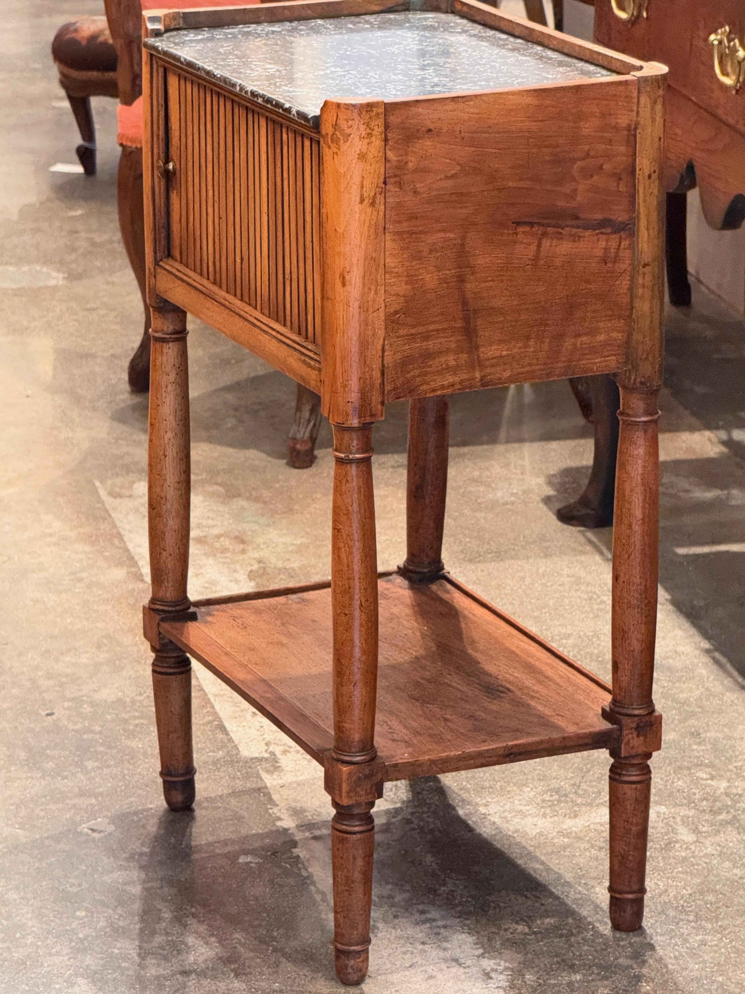19th Century French Walnut Side Table With Marble Top For Sale 6