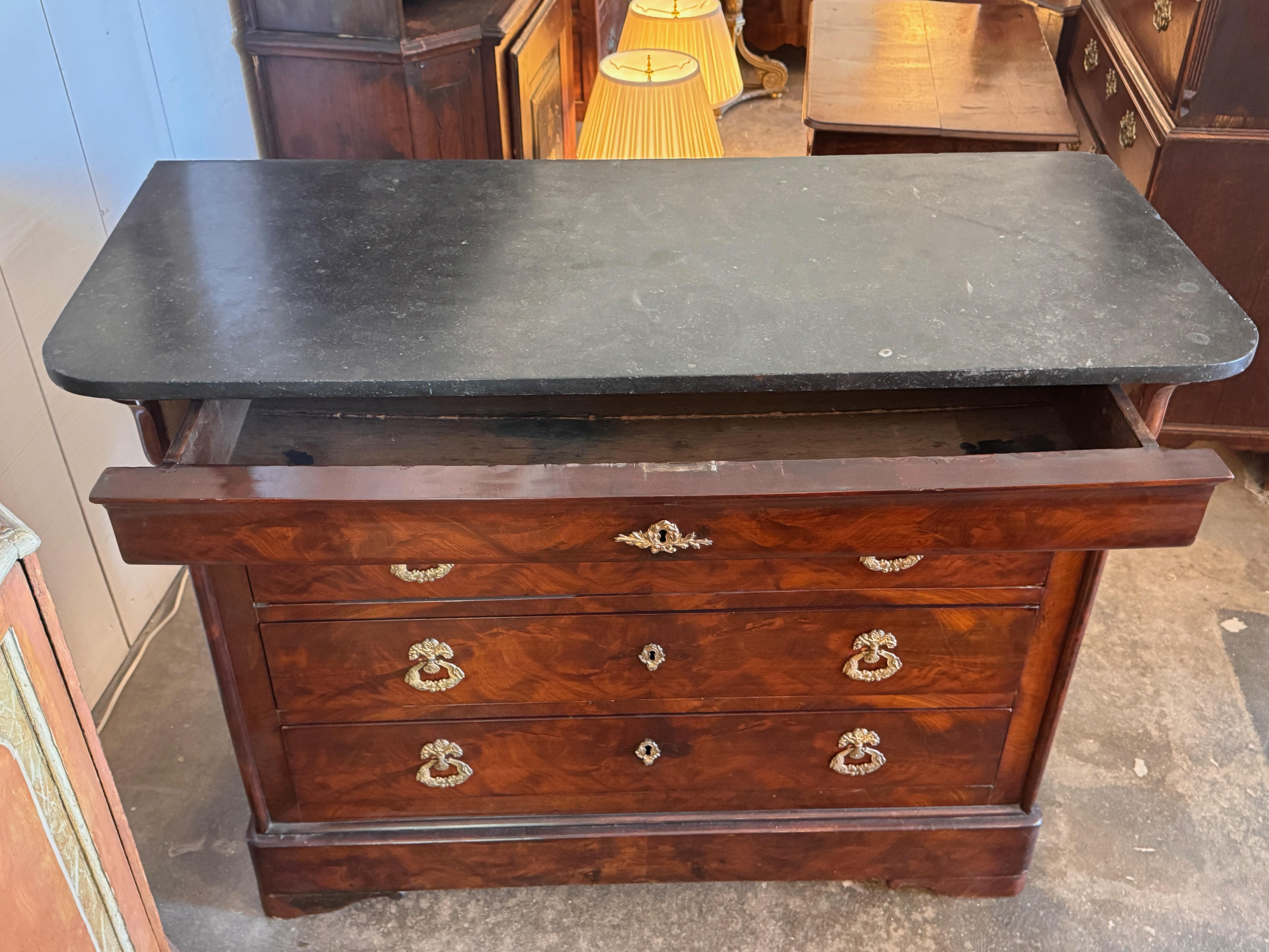 Louis Philippe Marble-Top Commode In Good Condition For Sale In Charlottesville, VA