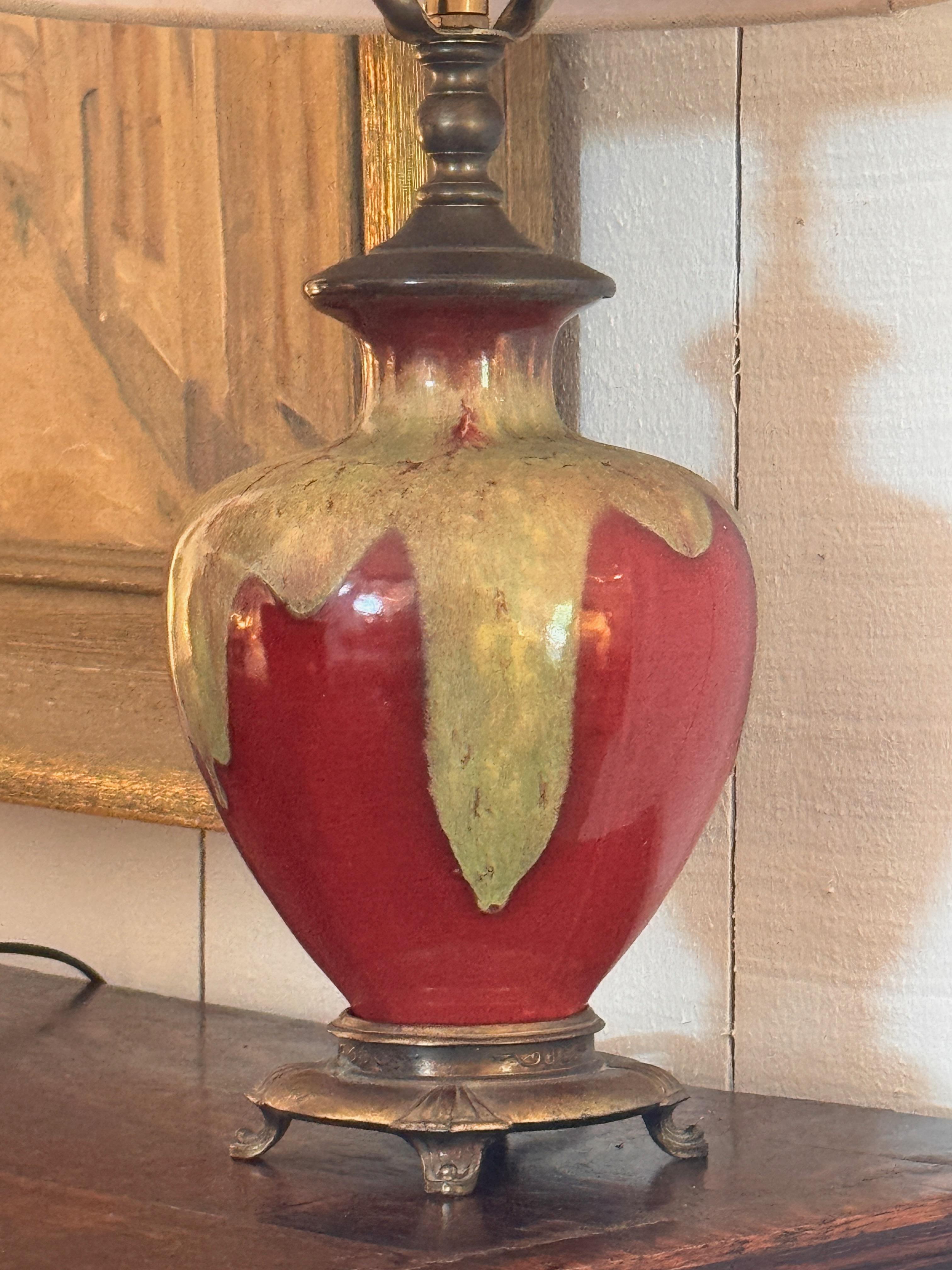 Pair of 1950s Sang De Boeuf Glazed Table Lamps For Sale 2