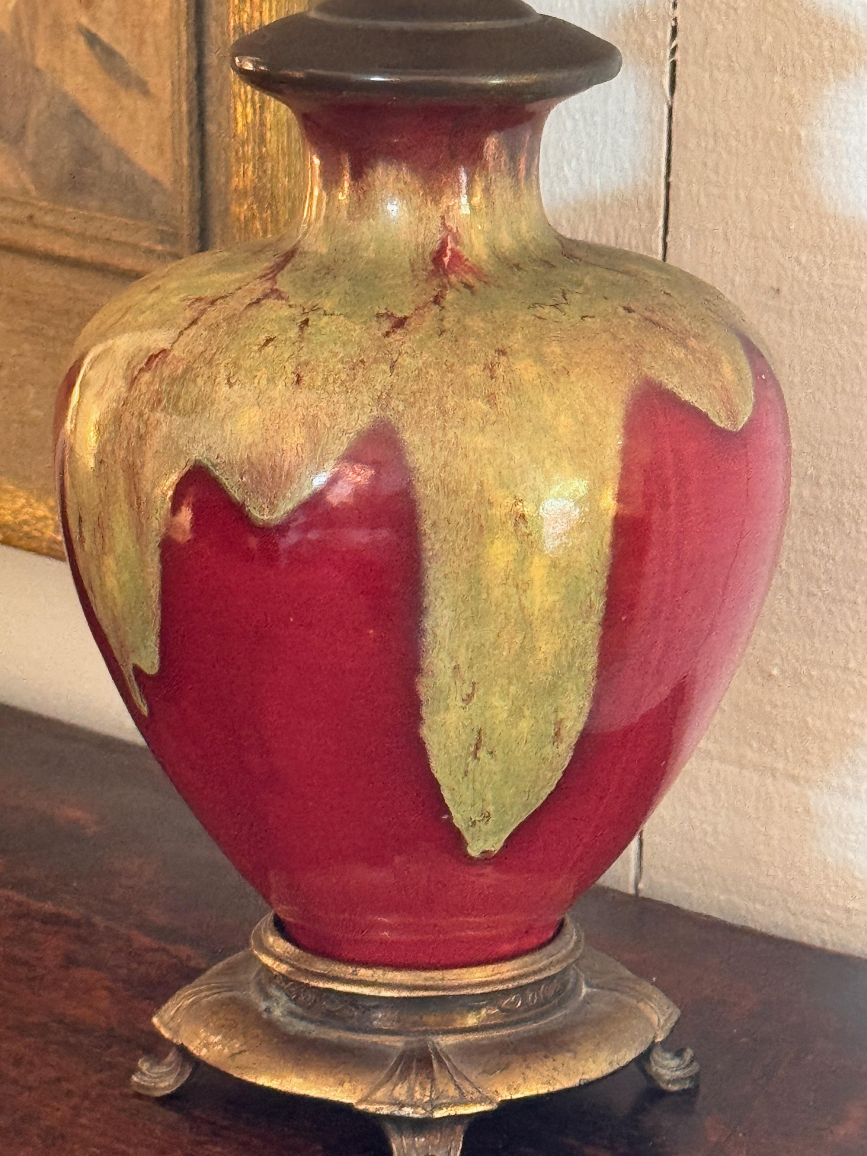 Pair of 1950s Sang De Boeuf Glazed Table Lamps For Sale 3