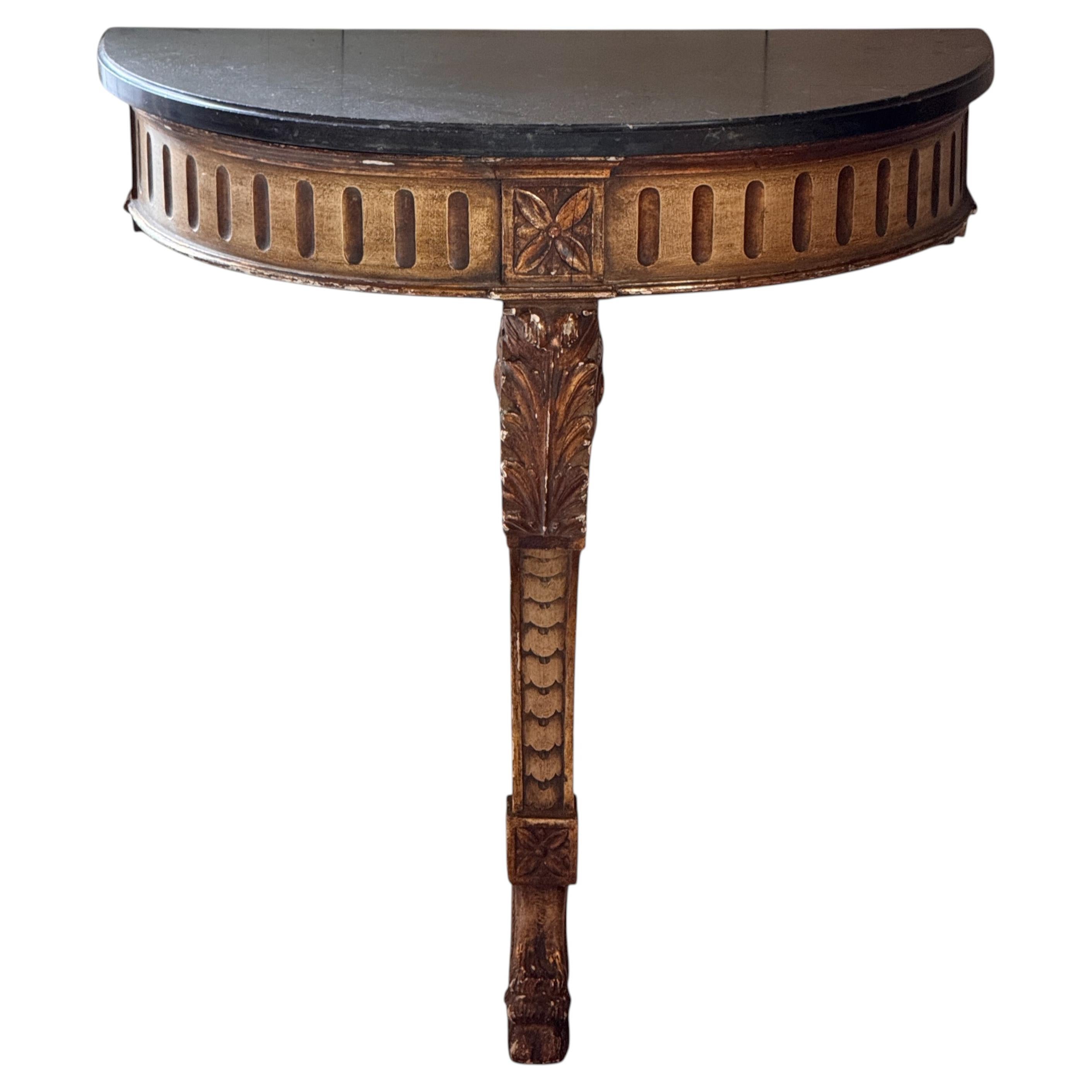 19th Century French Giltwood Console with Marble Top For Sale