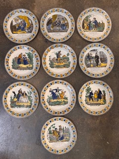 Set of Ten French Creil Faience Plates, circa 1830