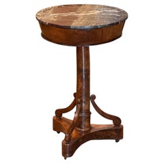 19th Century French Walnut Table with Marble Top
