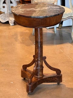 19th Century French Walnut Table with Marble Top