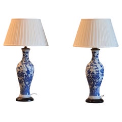 Pair of Chinese Blue and White Porcelain Lamps