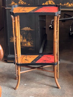 19th Century English Bamboo and Lacquer Side Table