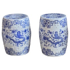 Pair of Chinese Blue and White Garden Stools