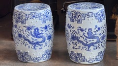 Pair of Chinese Blue and White Garden Stools