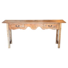 19th Century English Two Drawer Pine Console Table