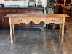 19th Century English Two Drawer Pine Console Table