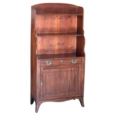 English Mahogany Waterfall Bookcase with Cupboard Base