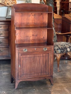 English Mahogany Waterfall Bookcase with Cupboard Base
