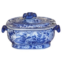 English Blue and White Transferware Soup Tureen