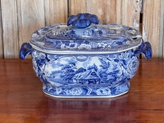 English Blue and White Transferware Soup Tureen
