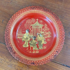 Red and Gilt Papier Mache Wine Coaster