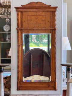 19th Century Biedermeier Birch Mirror with Rope-Twist Columns