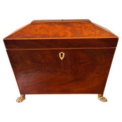 Sarcophagus Form Tea Caddy with Brass Paw Feet