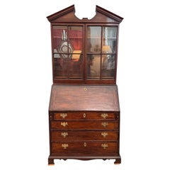 19th Century English Secretary Bookcase with Broken Pediment