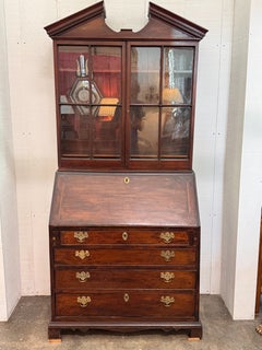 19th Century English Secretary Bookcase with Broken Pediment