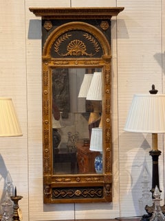 French Empire Giltwood and Black Painted Pier Mirror