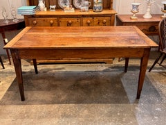 19th Century Fruitwood Farm Table with Pull-Out Leaf