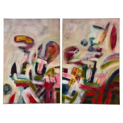 Wet Summer, Abstract Diptych by James Brewer