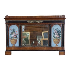 19th Century Italian Overmantel Mirror with Painted Urn Panels