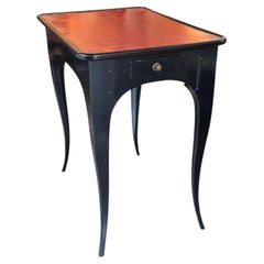 19th Century Ebonized Side Table with Red Leather Top
