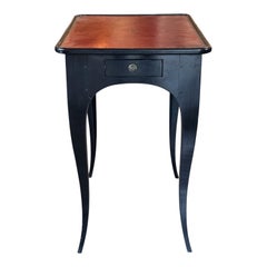 19th Century Ebonized Side Table with Red Leather Top
