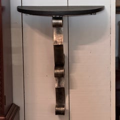 Steel and Marble Wall Console with Scrolled Bracket