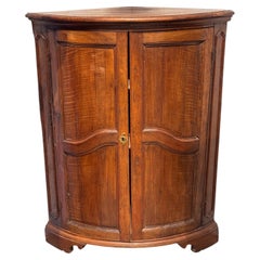 French Walnut Bowfront Corner Cabinet
