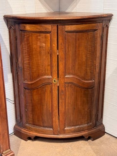French Walnut Bowfront Corner Cabinet