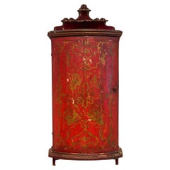 Red Chinoiserie Hanging Corner Cupboard