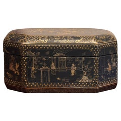 Black and Gilt Chinoiserie Lacquer Box