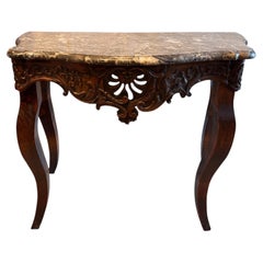 Walnut Console with Serpentine Marble Top