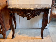 Walnut Console with Serpentine Marble Top