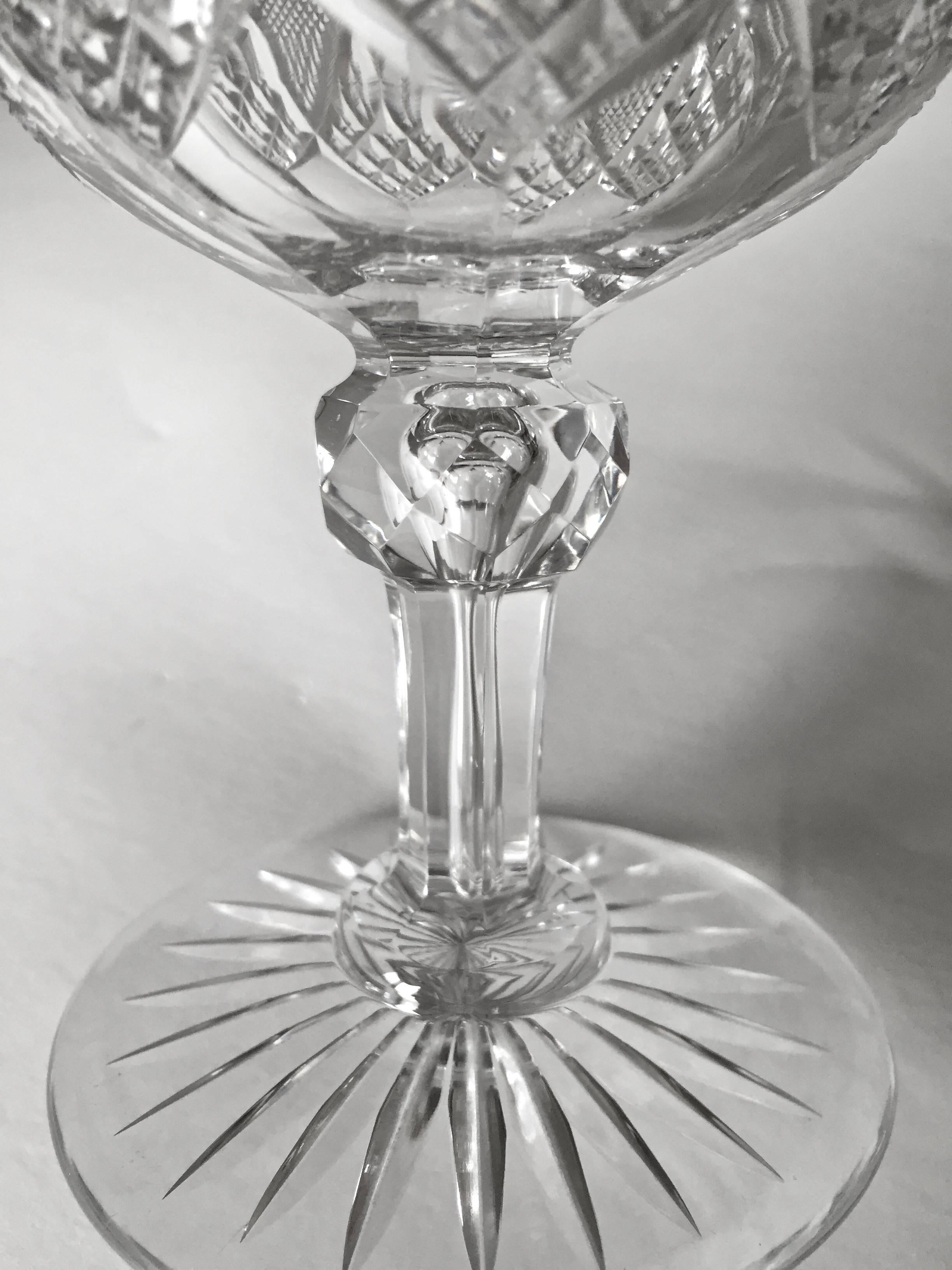 Six Exceptional American Cut-Glass Goblets, circa 1900 In Excellent Condition For Sale In Redding, CA