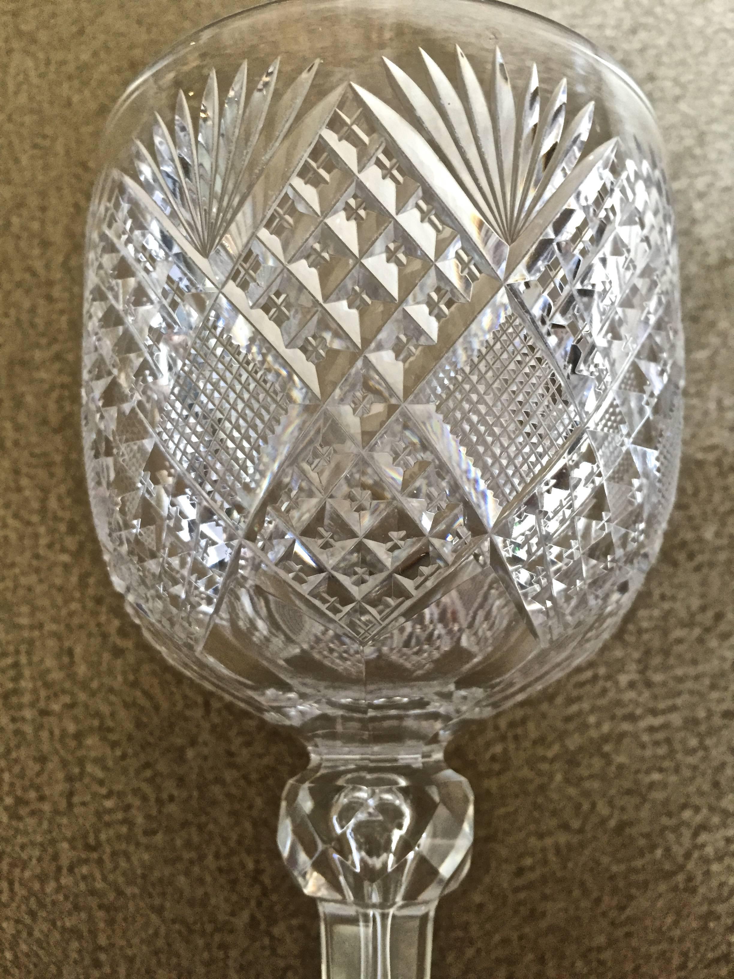Early 20th Century Six Exceptional American Cut-Glass Goblets, circa 1900 For Sale
