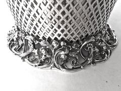 American Reticulated Sterling Silver Centerpiece Basket with Frog, circa 1900