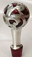 Gorgeous Large Sterling Silver Overlay Decanter Vintage Motiff, c.1900
