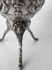 Dutch, Vase 830, Fine Silver Chased Monkeys, Urns, Roosters, Masks, circa 1870