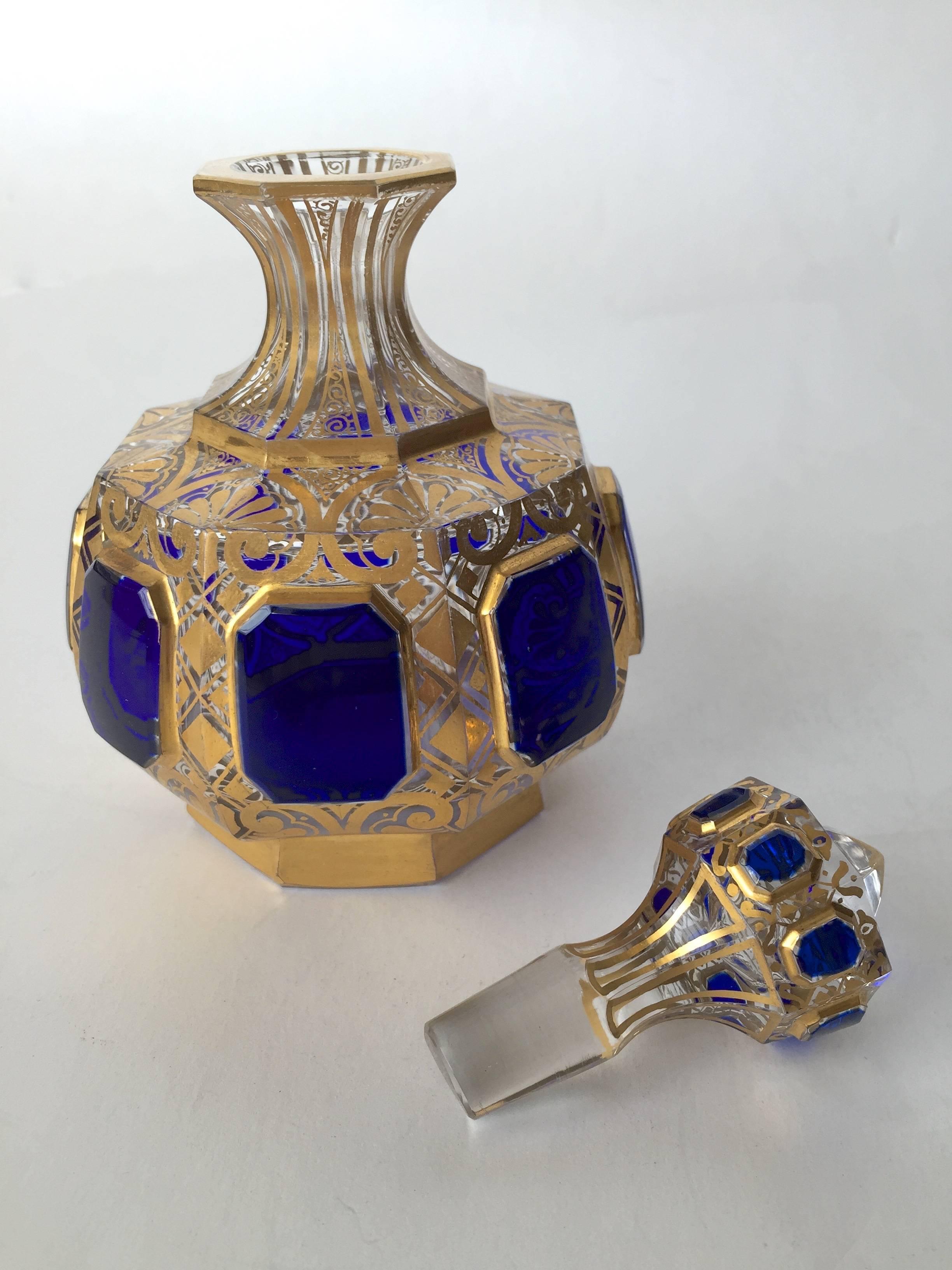 This lovely bottle is in fantastic condition in two colors cut in layers and beautifully gilded the stopper very fine and unusual. We are very proud to offer.
This fine example exclusively on 1stdibs.