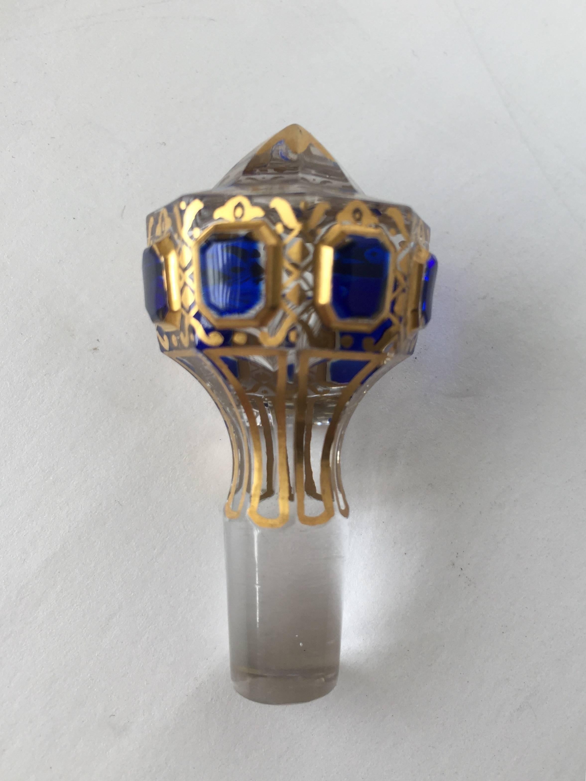 Art Nouveau Moser Perfume Cabochon Cut Two Color Gilded, circa 1900 For Sale