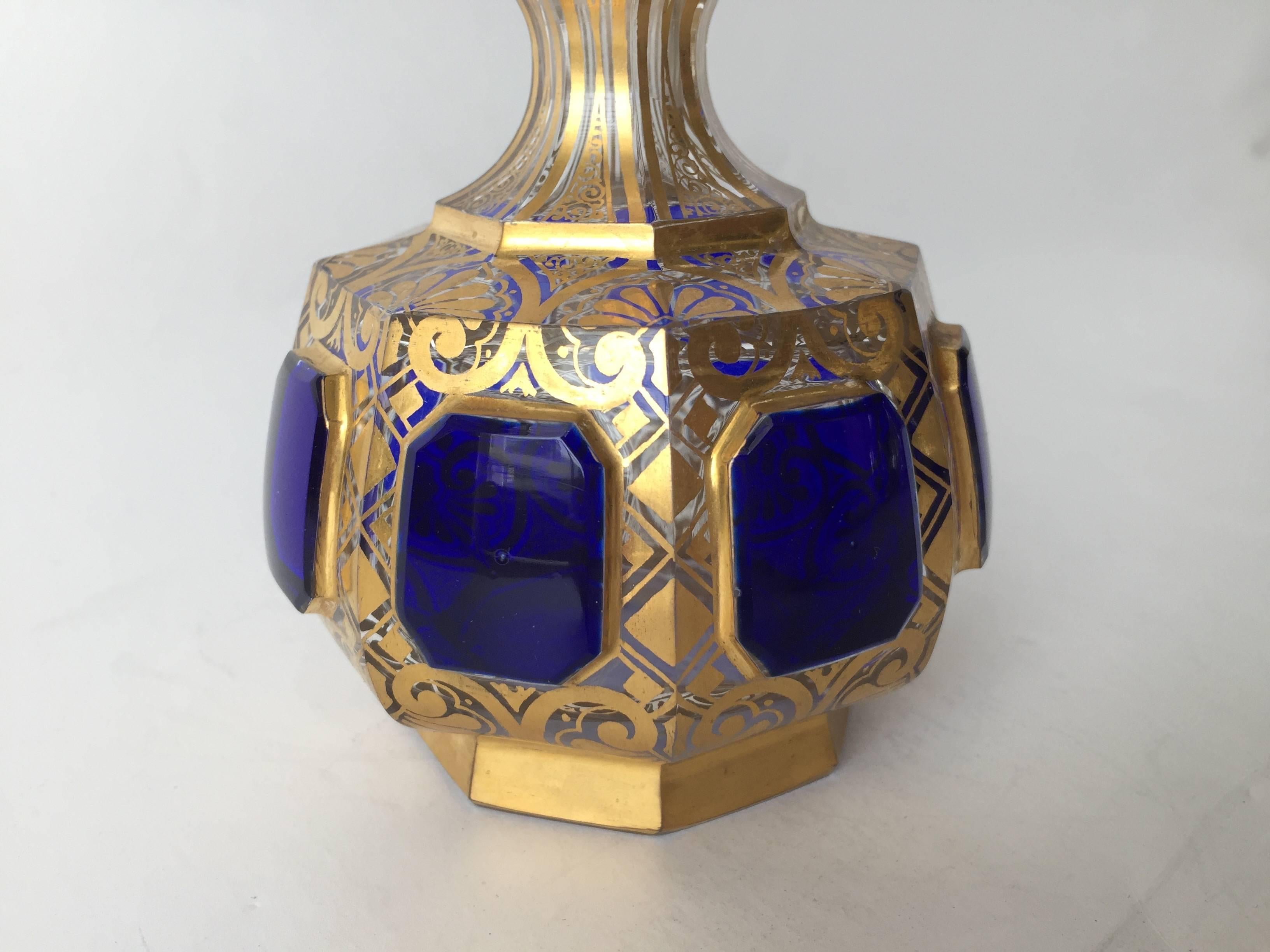 Austrian Moser Perfume Cabochon Cut Two Color Gilded, circa 1900 For Sale