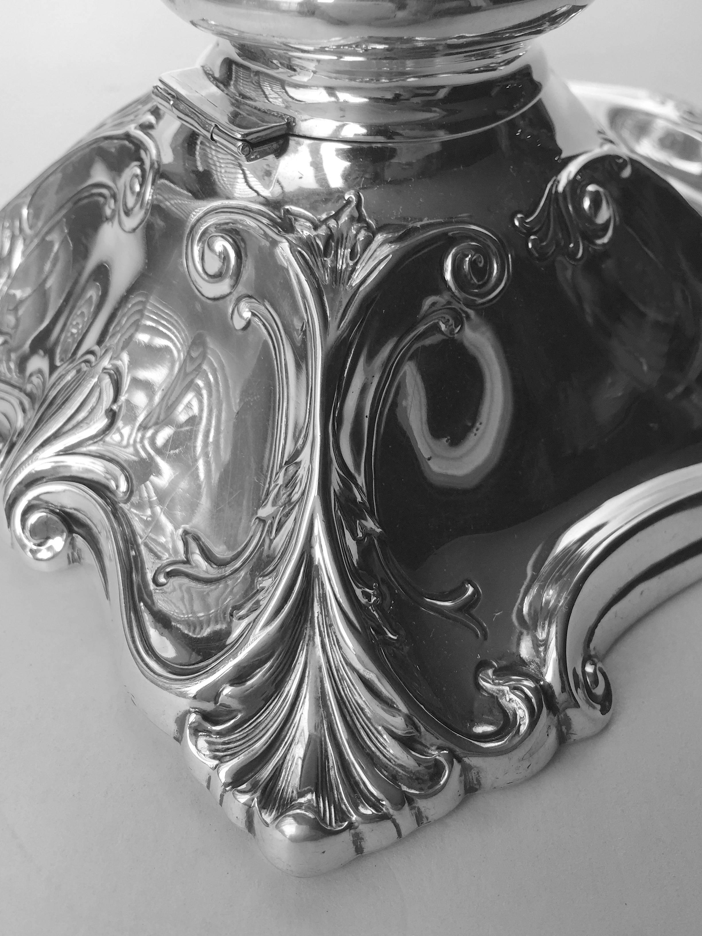 American Sterling Silver Art Nouveau Inkwell Boston Silver Co., circa 1900 For Sale 4
