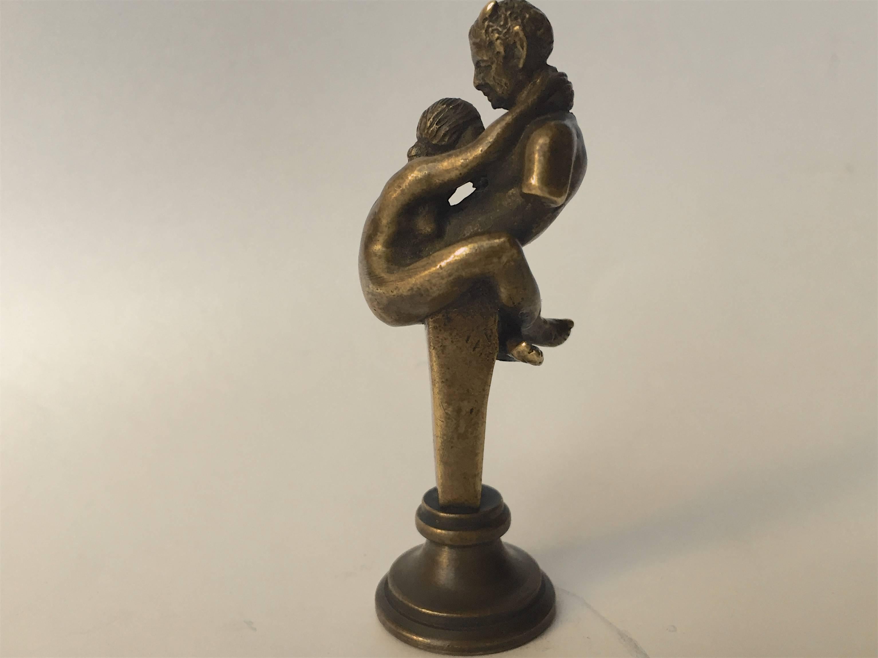 We have not seen this model before buying this, it is very finely cast and quite
typical of the work we see in these very popular items that were brought home
from visits to Europe known as the Grand Tour during the late 19th century.
A very fine